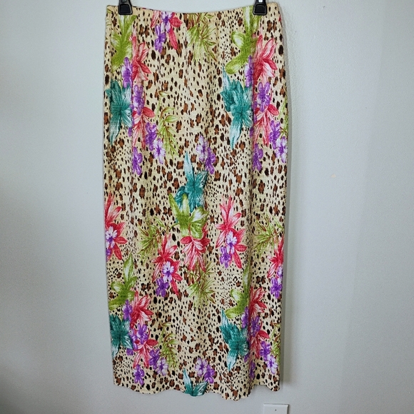 Pleat Pleat By Rafael Y2K Maxi Skirt Floral Leopard Print Streetwear Size Medium - Picture 1 of 10